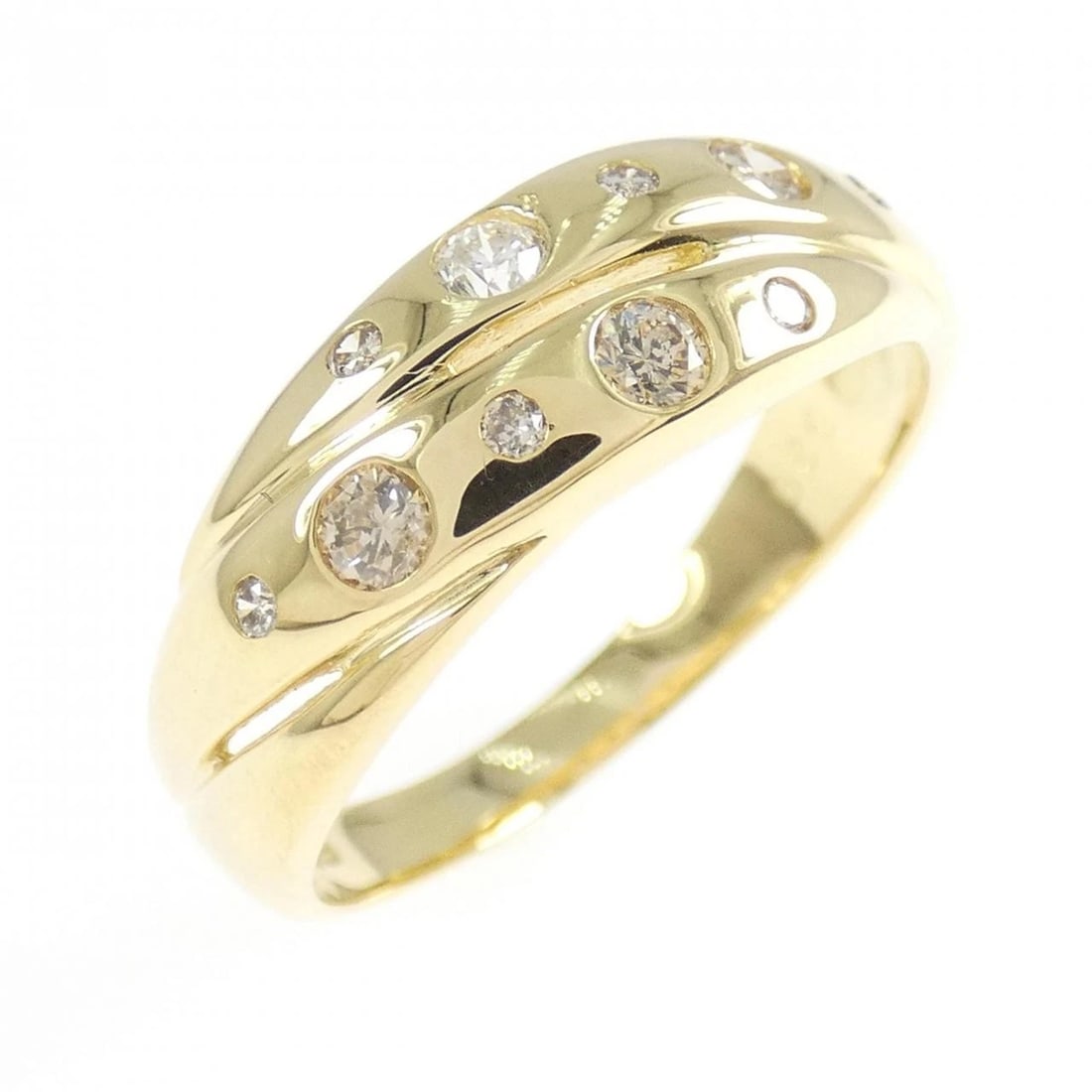 K18YG DIAMOND RING: K18YG Diamond Ring Brand: Unbranded Type/Style: Diamond Ring Material: 18K Yellow Gold, Main Stone/Creation Natural Color: Yellow Gold Size: US 7 1/4 Accessories: None Accessories Notice: When