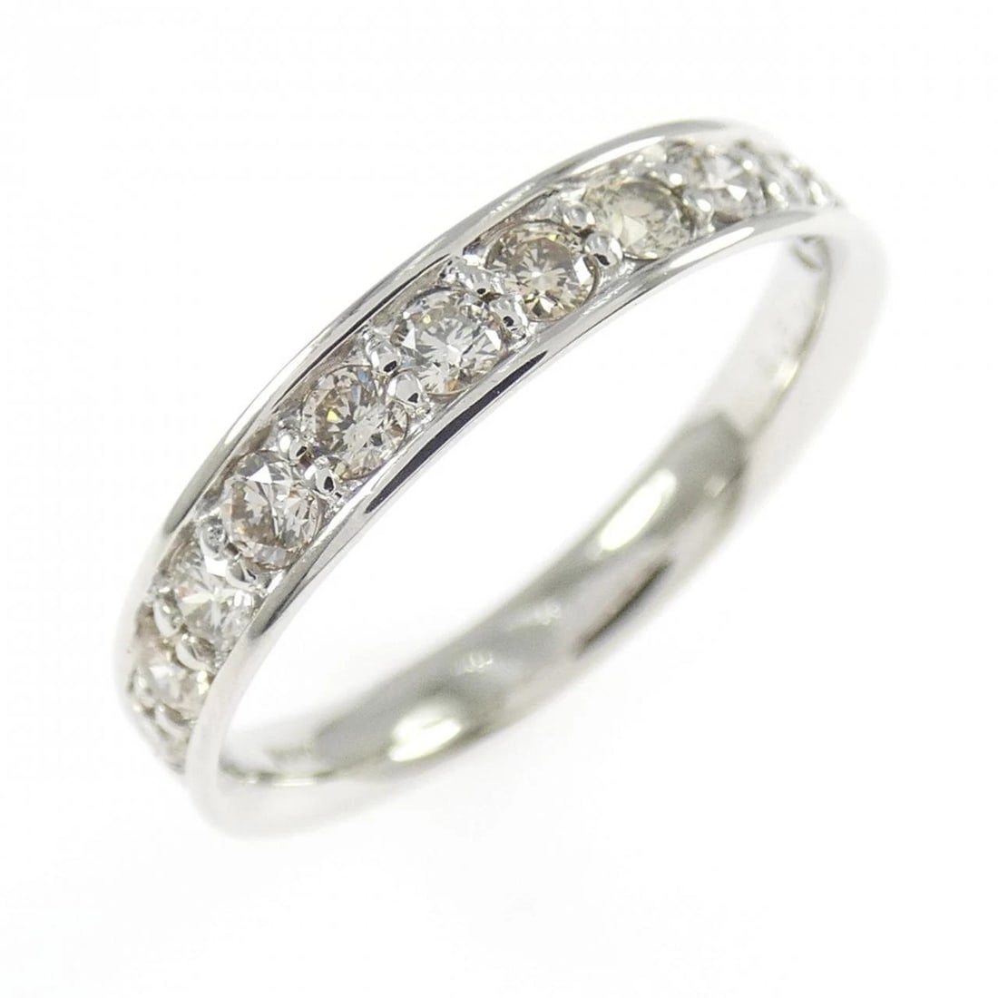PT900 HALF ETERNITY DIAMOND RING: PT900 Half Eternity Diamond Ring Brand: Unbranded Type/Style: Diamond Ring Material: Platinum900, Main Stone/Creation Natural Color: platinum Size: US 5 3/4 Accessories: None Accessories Notice: When