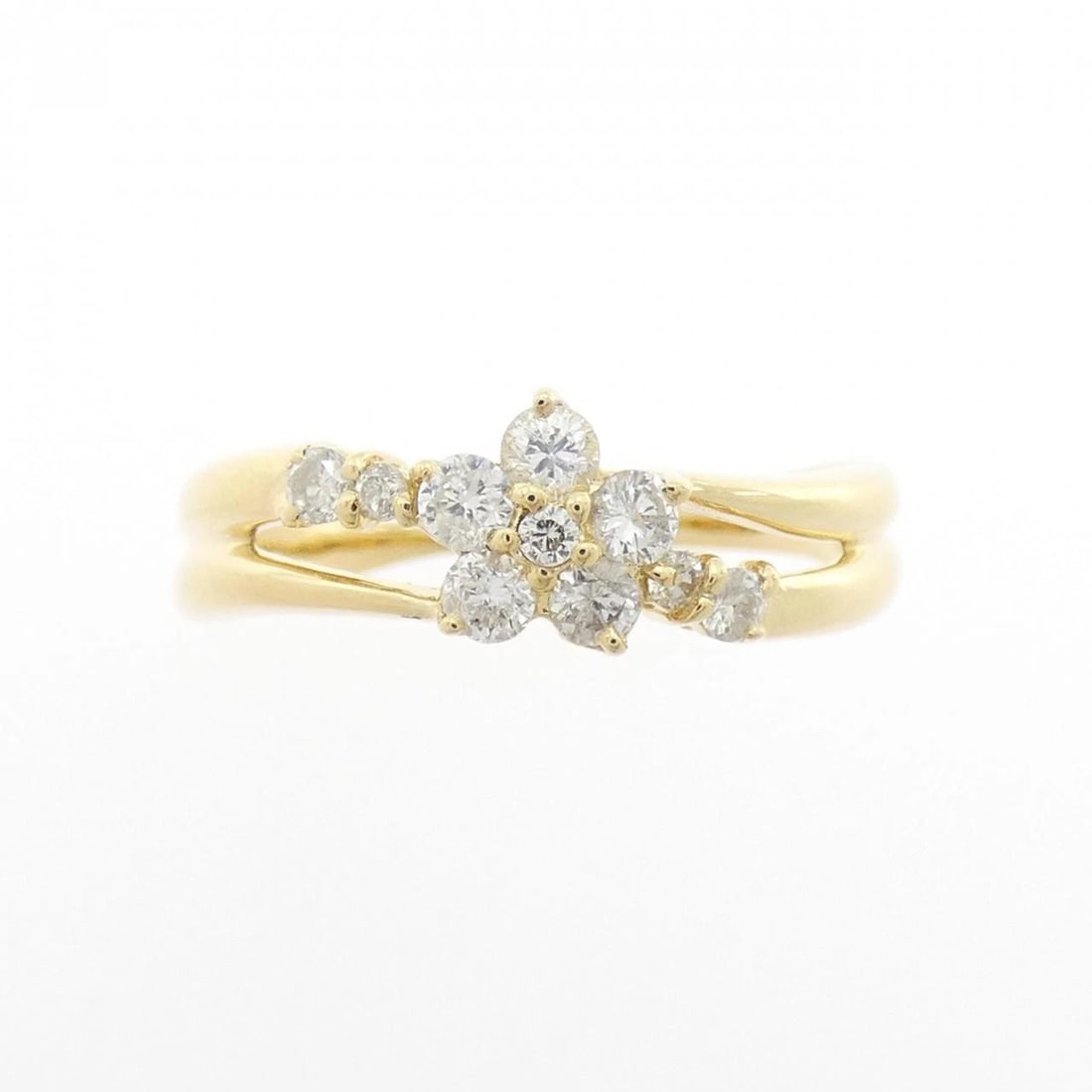 K18YG FLOWER DIAMOND RING - 2