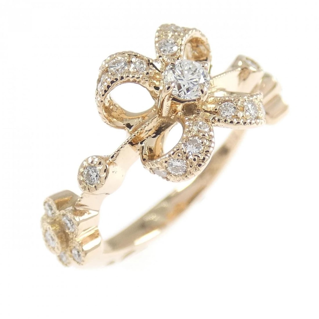K18PG FLOWER DIAMOND RING: K18PG Flower Diamond Ring Brand: Unbranded Type/Style: Diamond Ring Material: 18k Pink Gold, Main Stone/Creation Natural Color: Pink Gold Size: US 3 3/4 Accessories: None Accessories Notice: When