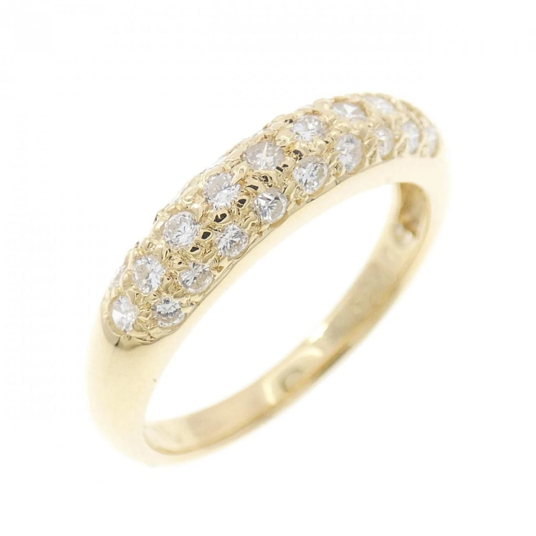 K18YG PAVE DIAMOND RING: K18YG Pave Diamond Ring Brand: Unbranded Type/Style: Diamond Ring Material: 18K Yellow Gold, Main Stone/Creation Natural Color: Yellow Gold Size: US 6 1/4 Accessories: None Accessories Notice: When