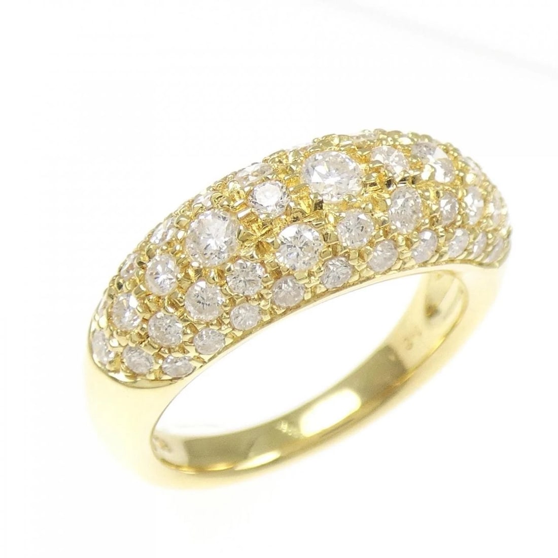 K18YG PAVE DIAMOND RING: K18YG Pave Diamond Ring Brand: Unbranded Type/Style: Diamond Ring Material: 18K Yellow Gold, Main Stone/Creation Natural Color: Yellow Gold Size: US 5 3/4 Accessories: None Accessories Notice: When