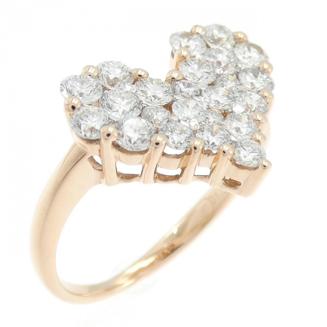 K18PG/K18WG HEART PAVE DIAMOND RING: K18PG/K18WG Heart Pave Diamond Ring Brand: Unbranded Type/Style: Diamond Ring Material: 18k Pink Gold 18k White Gold, Main Stone/Creation Natural Color: White GoldPink Gold Size: US 6 1/4