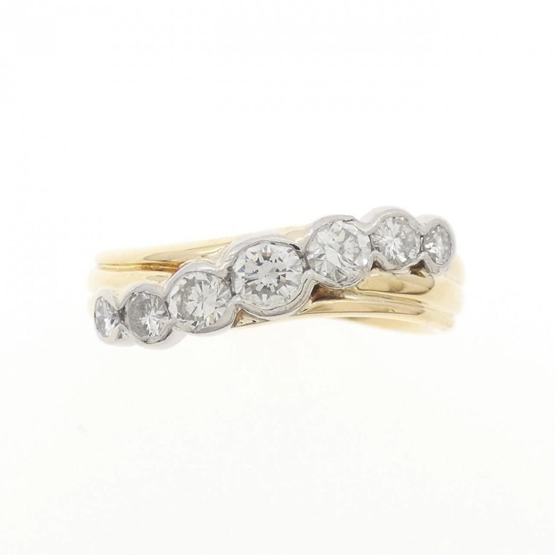 K18YG/PT900 DIAMOND RING - 2
