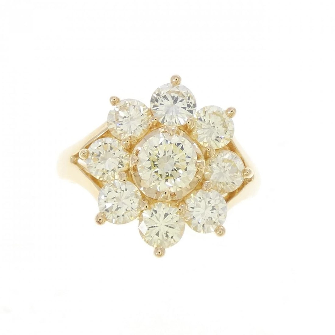 K18YG FLOWER DIAMOND RING - 2