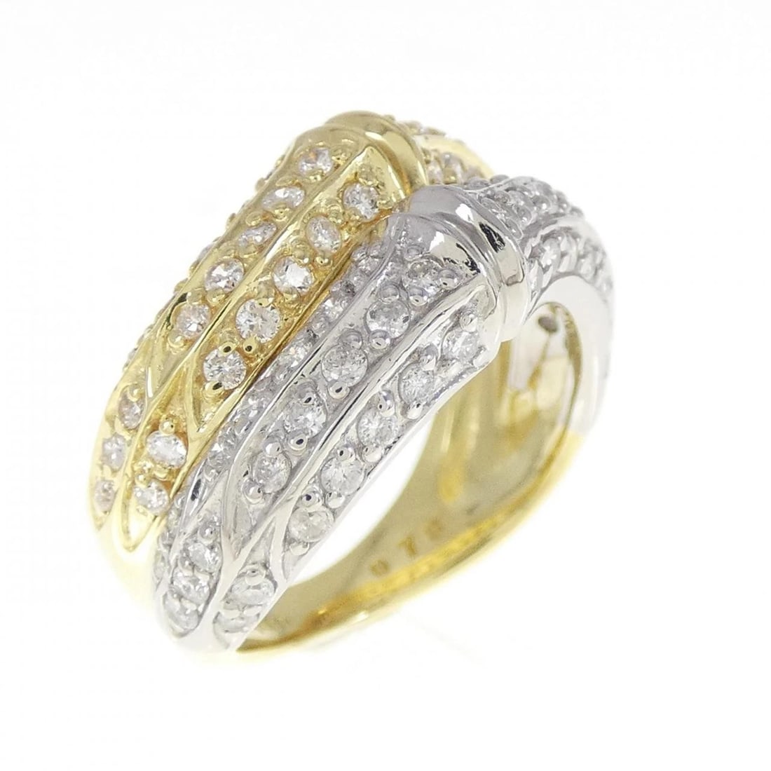 K18YG/PT DIAMOND RING: K18YG/PT Diamond Ring Brand: Unbranded Type/Style: Diamond ring Material: 18K Yellow Gold, Main Stone/Creation natural Color: Yellow Gold Size: US 5 Accessories: None Accessories Notice: When