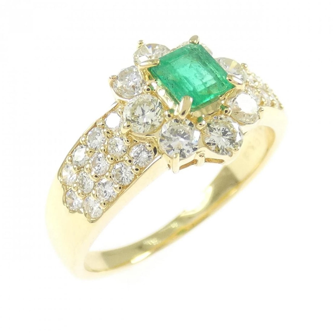 18K YELLOW GOLD EMERALD RING (1 of 2)