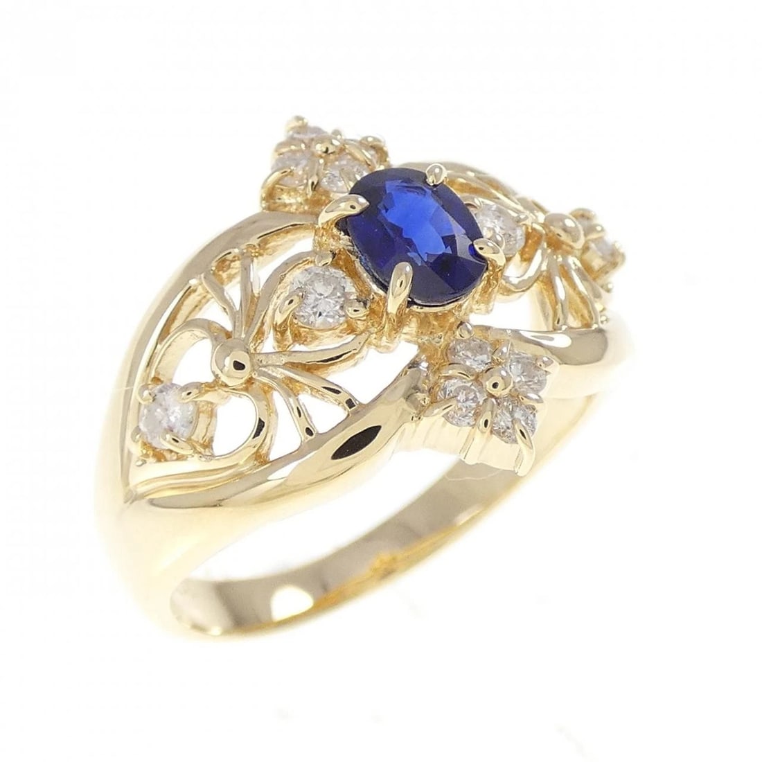 K18YG SAPPHIRE RING: K18YG Sapphire Ring Brand: Unbranded Type/Style: Sapphire Ring Material: 18K Yellow Gold, Main Stone/Creation Sapphire Secondary Stone Diamond Color: Yellow Gold Size: US 5.75 Accessories: None
