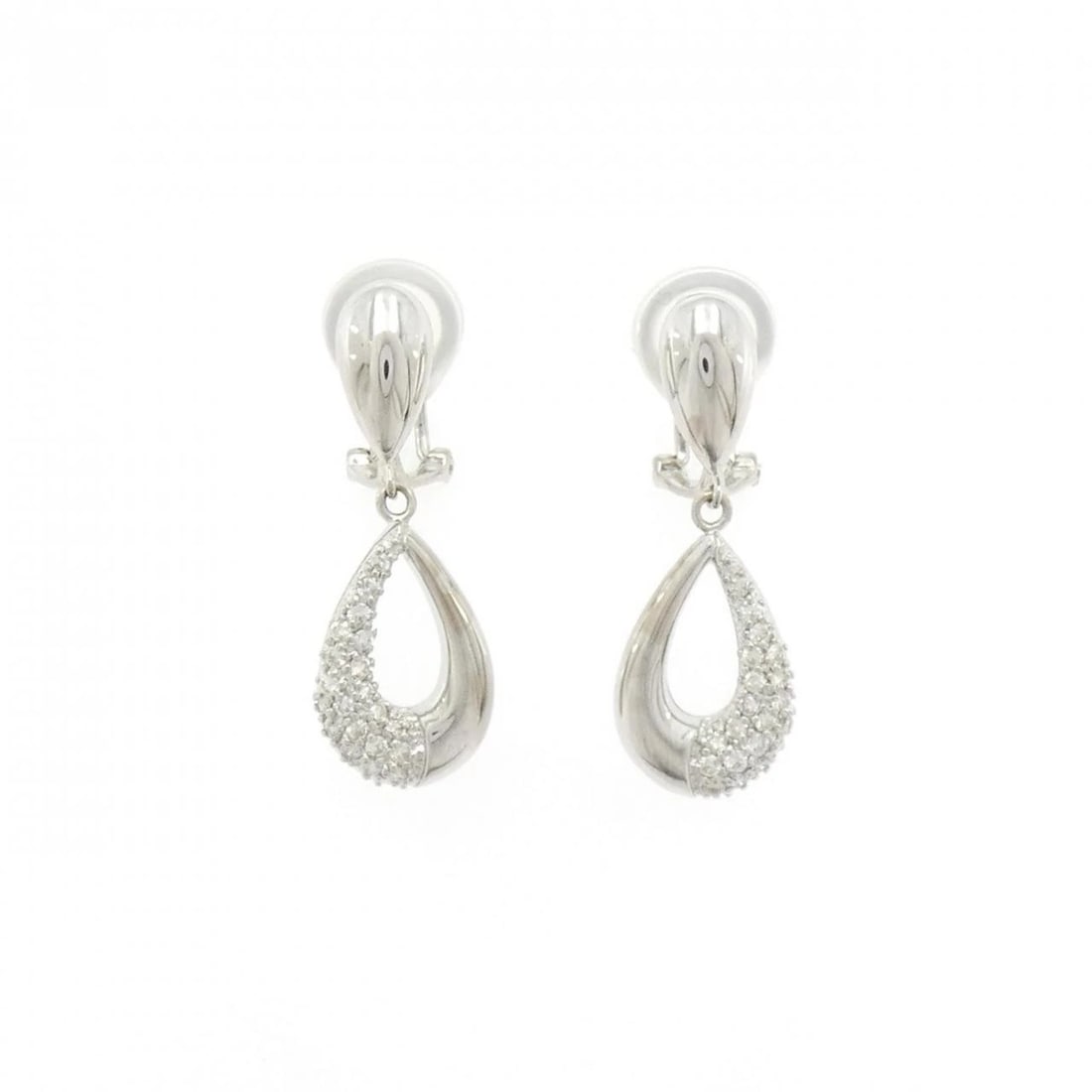 K18WG DIAMOND PIERCE/EARRING: K18WG Diamond Pierce/Earring Brand: Unbranded Type/Style: Diamond Pierce/Earring Material: 18k White Gold, Main Stone/Creation natural Color: White Gold Size: Approx. height x width: 30.3mm x 11.0mm