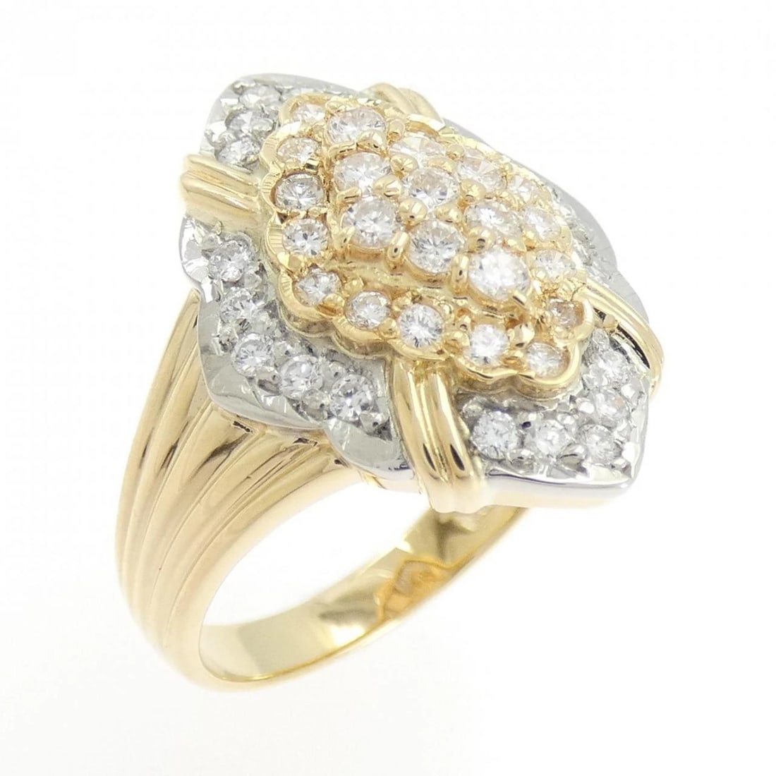 K18YG/PT DIAMOND RING: K18YG/PT Diamond Ring Brand: Unbranded Type/Style: Diamond ring Material: 18K Yellow Gold Platinum, Main Stone/Creation natural Color: Yellow Gold Platinum Size: US 9 Accessories: None Acc
