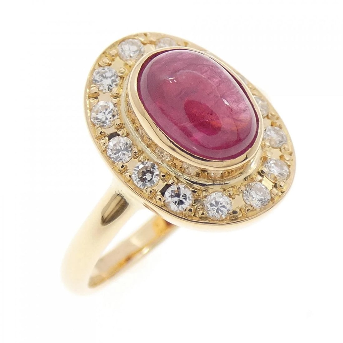 K18YG RUBY RING: K18YG Ruby Ring Brand: Unbranded Type/Style: Ruby Ring Material: 18K Yellow Gold, Main Stone/Creation RubySecondary StoneDiamond Color: Yellow Gold Size: US 6 Accessories: None Accessories Notice: