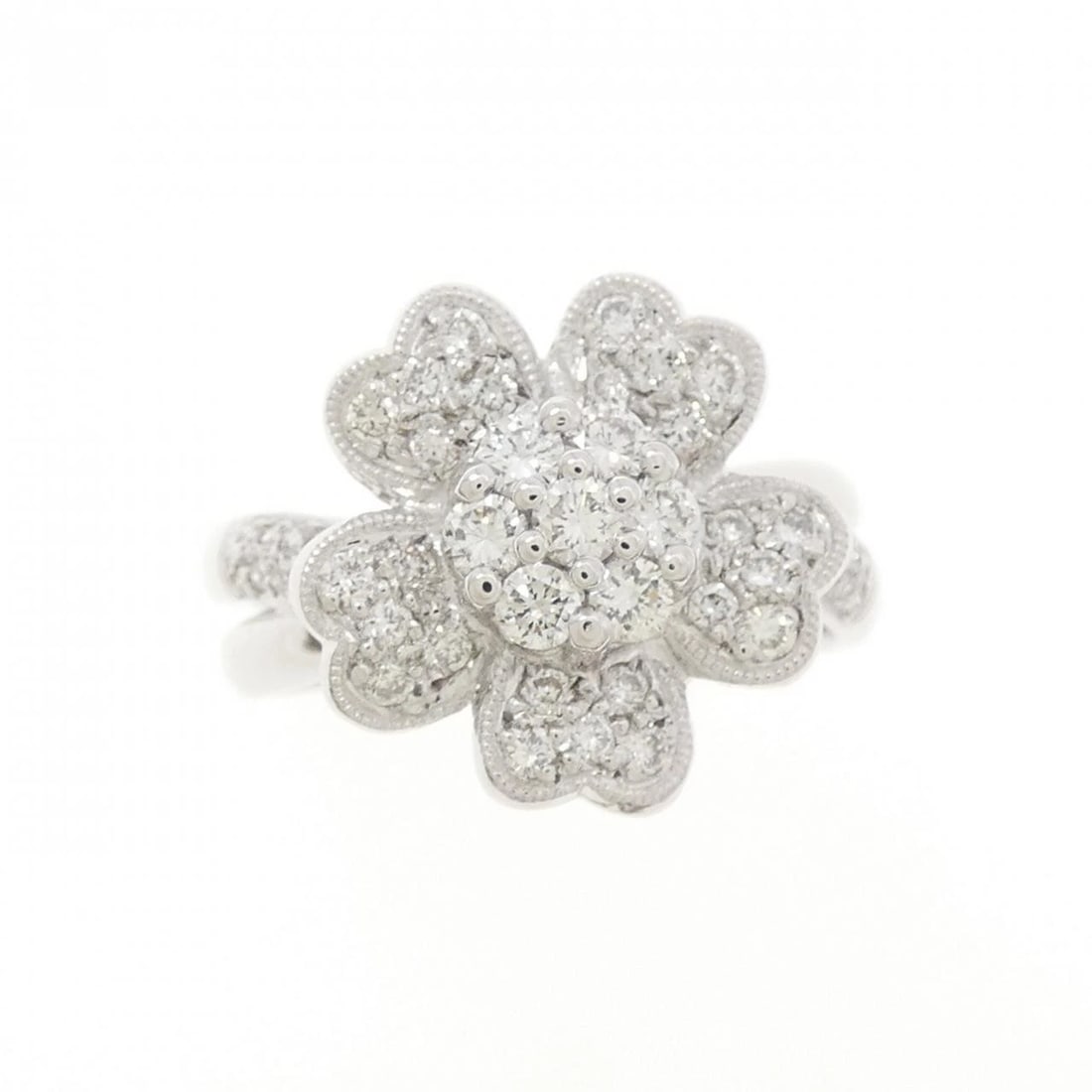 K18WG FLOWER DIAMOND RING - 2