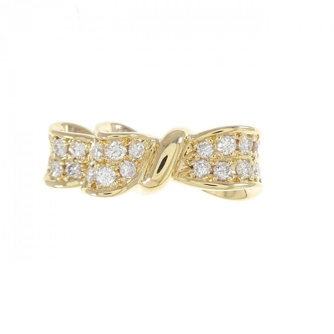 K18YG RIBBON DIAMOND RING: K18YG Ribbon Diamond Ring Brand: Unbranded Type/Style: Diamond ring Material: 18K Yellow Gold, Main Stone/Creation Natural Color: Yellow Gold Size: US 5.5 Accessories: None Accessories Notice: When