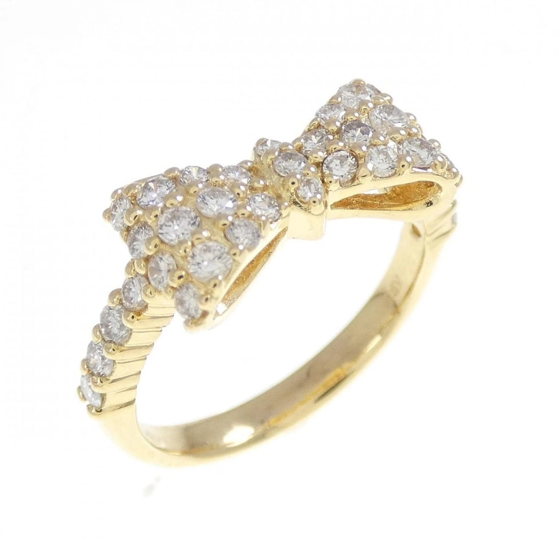 K18YG RIBBON DIAMOND RING: K18YG Ribbon Diamond Ring Brand: Unbranded Type/Style: Diamond Ring Material: 18K Yellow Gold, Color: Yellow Gold Size: US 4 Accessories: None Accessories Notice: When purchasing pre-owned goods,