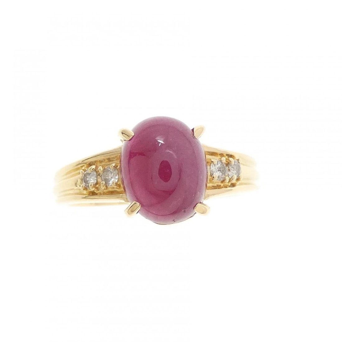 18K YELLOW GOLD RUBY RING: 18K Yellow Gold Ruby Ring Brand: Unbranded Type/Style: Ruby Ring Material: 18K Yellow Gold, Main Stone/Creation Ruby Secondary Stone Diamond Color: Yellow Gold Size: US 5 3/4 Accessories: None