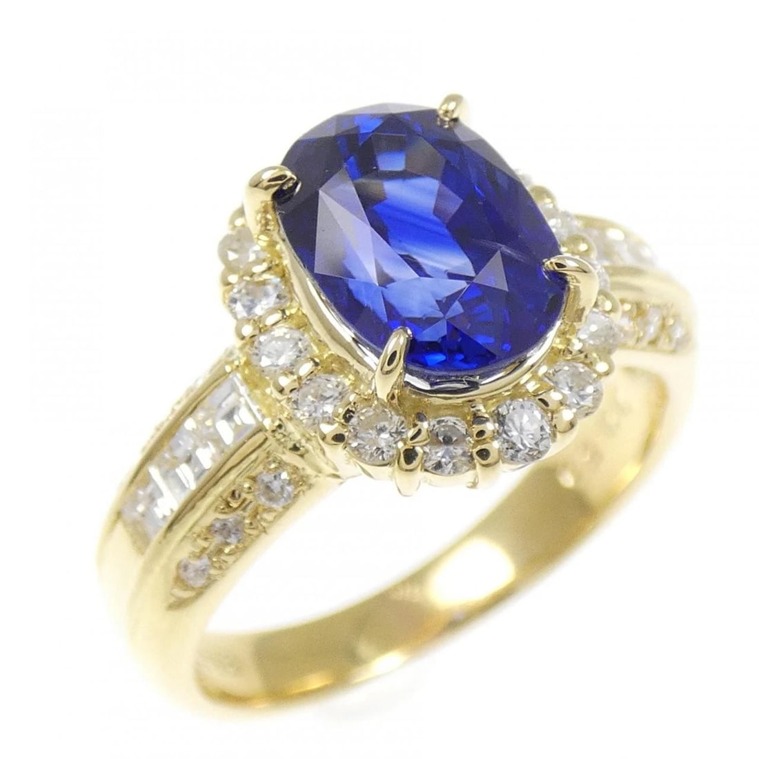 K18YG SAPPHIRE RING: K18YG Sapphire Ring Brand: Unbranded Type/Style: Sapphire Ring Material: 18K Yellow Gold, Main Stone/Creation Sapphire Secondary Stone Diamond Color: Yellow Gold Size: US 5 3/4 Accessories: None <