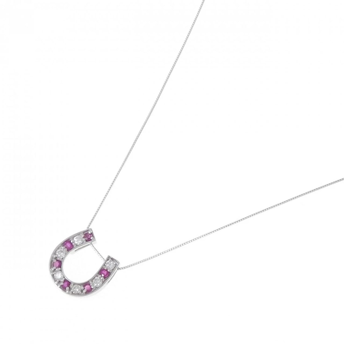 K18WG HORSESHOE RUBY NECKLACE - 2