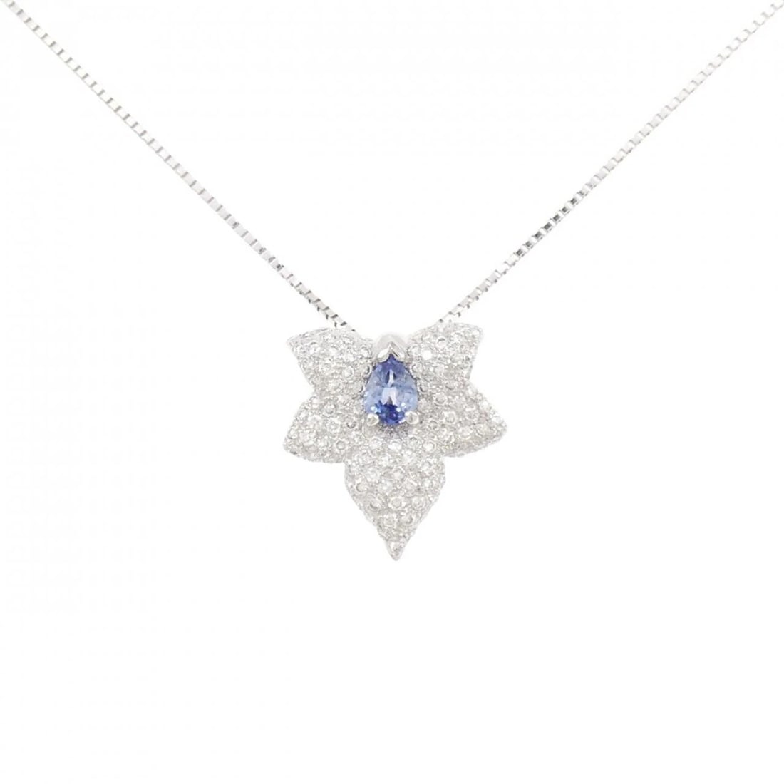 750WG SAPPHIRE NECKLACE: 750WG Sapphire Necklace Brand: Unbranded Type/Style: Sapphire Necklace Material: 18k White Gold, Main Stone/Creation Sapphire Secondary Stone Diamond Color: White Gold Size: Actual Size Pendant