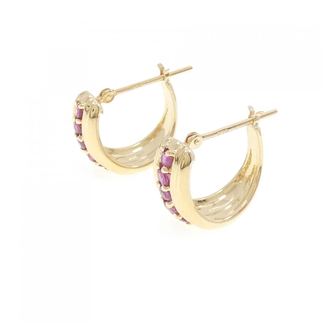18K YELLOW GOLD RUBY PIERCE: 18K Yellow Gold Ruby Pierce Brand: Unbranded Type/Style: Ruby Pierce/Earring Material: 18K Yellow Gold, Main Stone/Creation Ruby Color: Yellow Gold Size: Actual Size Approx. height x width: 13.6mm x