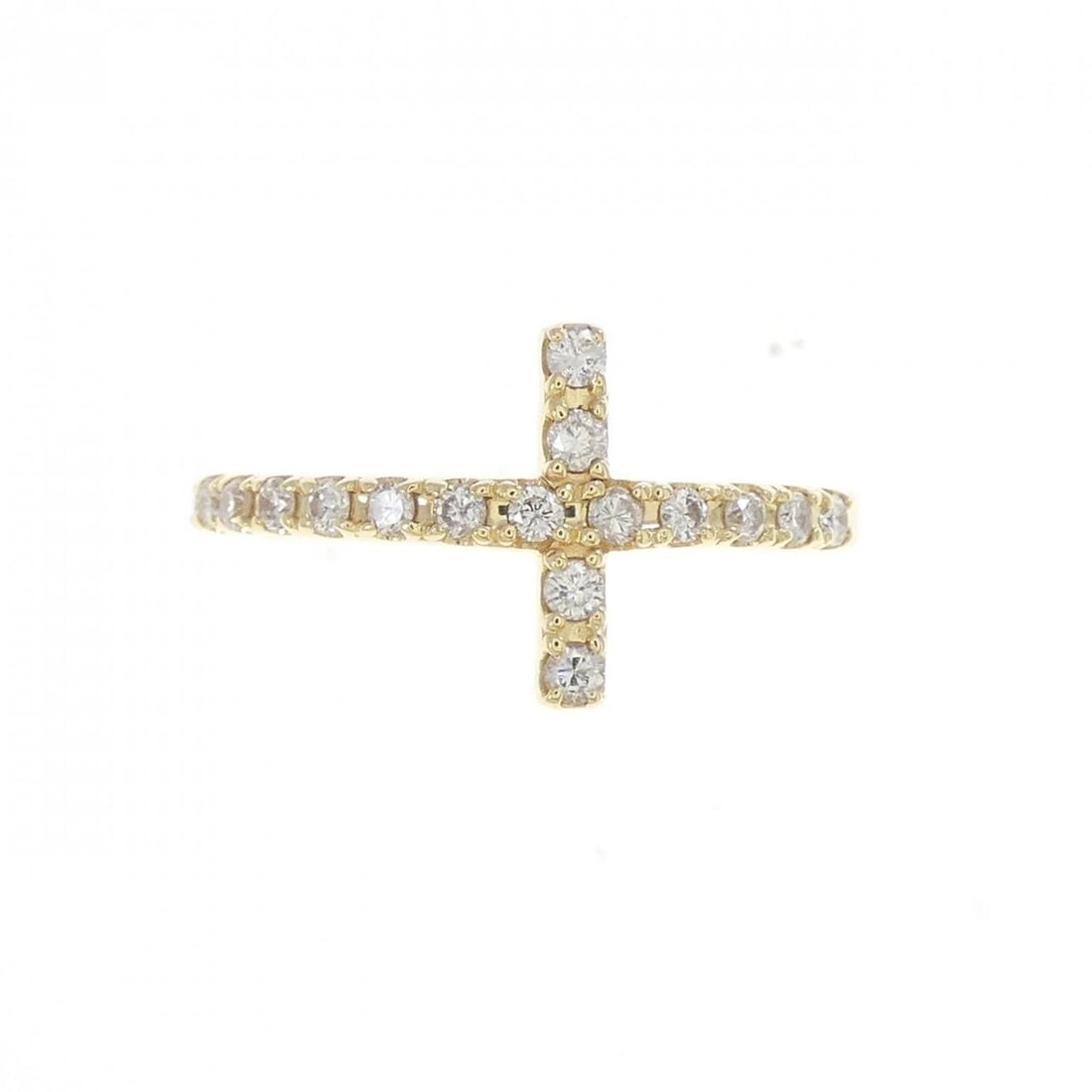 K18YG CROSS DIAMOND RING - 2