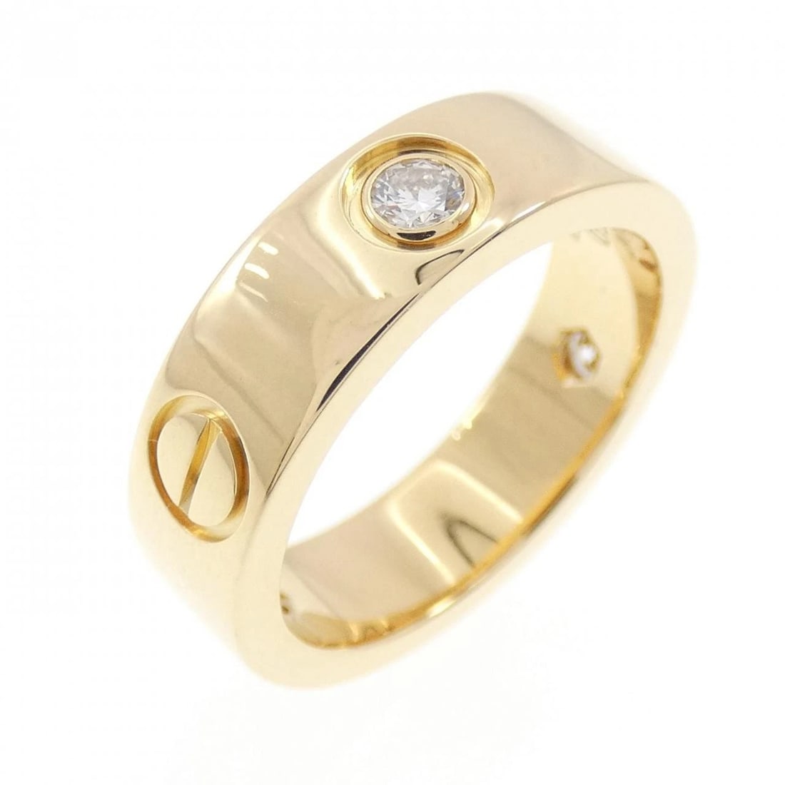 CARTIER LOVE HALF DIAMOND RING: Cartier Love Half Diamond Ring Brand: CARTIER Type/Style: ring Material: 750 yellow gold, Main Stone/Creation Natural Color: Yellow Gold Size: US 5.75 Accessories: None Accessories Notice: When