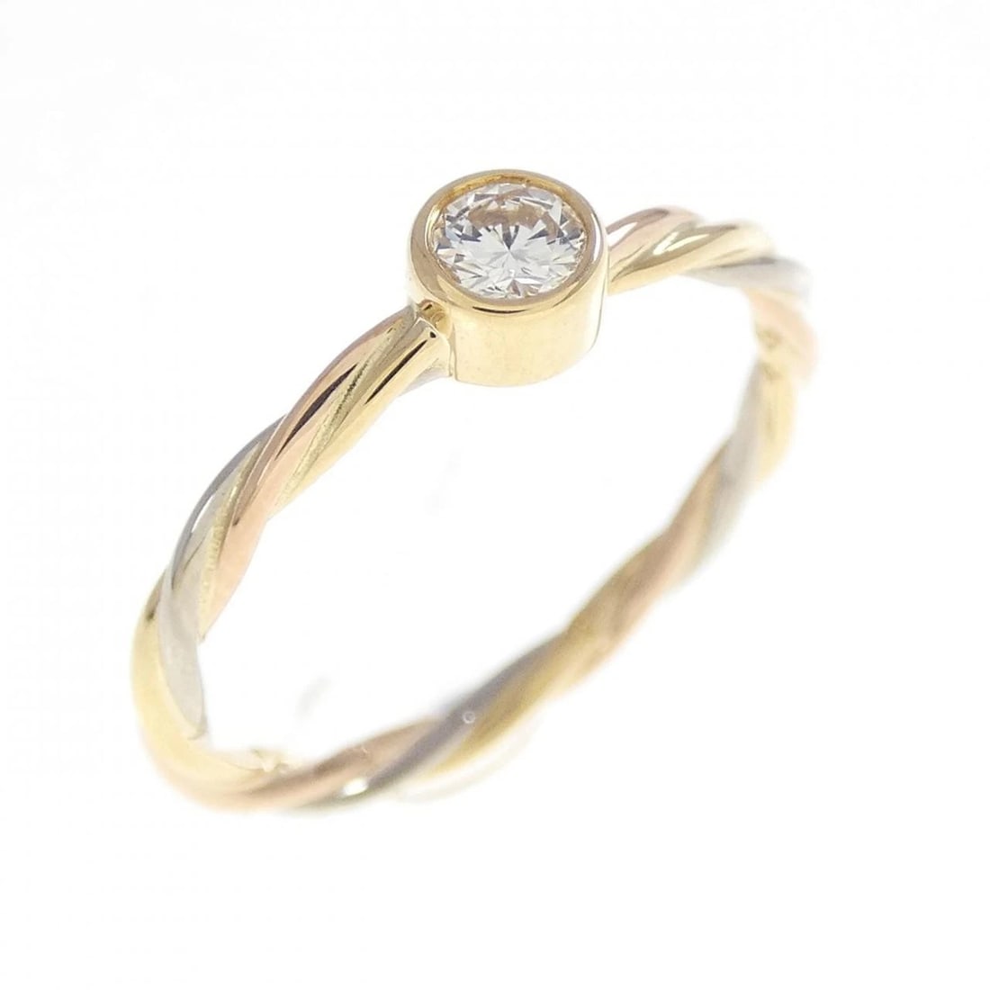 CARTIER TWIST RING: Cartier Twist Ring Brand: CARTIER Type/Style: Ring Material: 750 Yellow Gold/750 White Gold/750 Pink Gold, Main Stone/Creation Natural Color: White GoldYellow Gold pink Gold Size: US 4 1/4