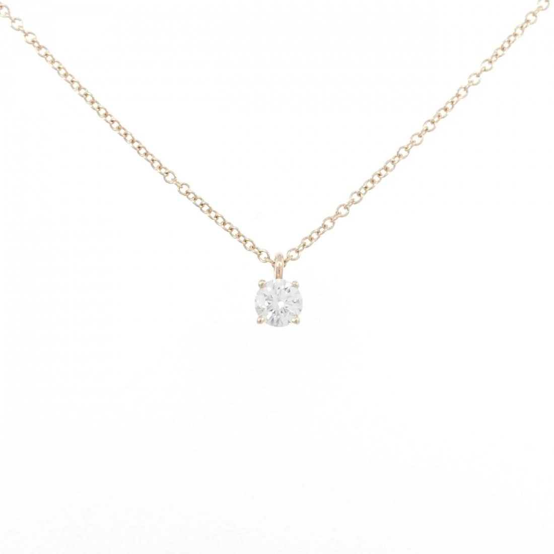TIFFANY&CO. SOLITAIRE NECKLACE: TIFFANY&Co. Solitaire Necklace Brand: TIFFANY&Co. Type/Style: Necklace Material: 750 Pink Gold, Main Stone/Creation Natural Color: F Size: 41cm Actual Size Pendant length approx. x width approx.: