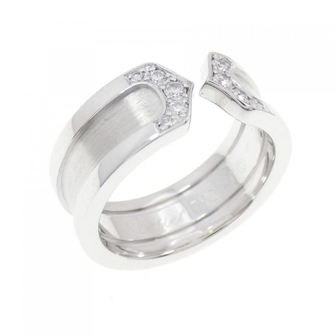 CARTIER C2 SMALL RING: Cartier C2 Small Ring Brand: CARTIER Type/Style: Ring Material: 750 white gold, Main Stone/Creation Natural Color: White Gold Size: US 4 Accessories: None Accessories Notice: When purchasing