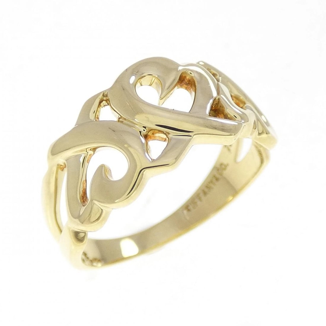 TIFFANY & CO. TRIPLE LOVING HEART RING: TIFFANY & Co. Triple Loving Heart Ring Brand: TIFFANY&Co. Type/Style: Ring Material: 750 yellow gold, Color: Yellow Gold Size: US 5 1/4 Accessories: None Accessories Notice: When purchasing pre-owned