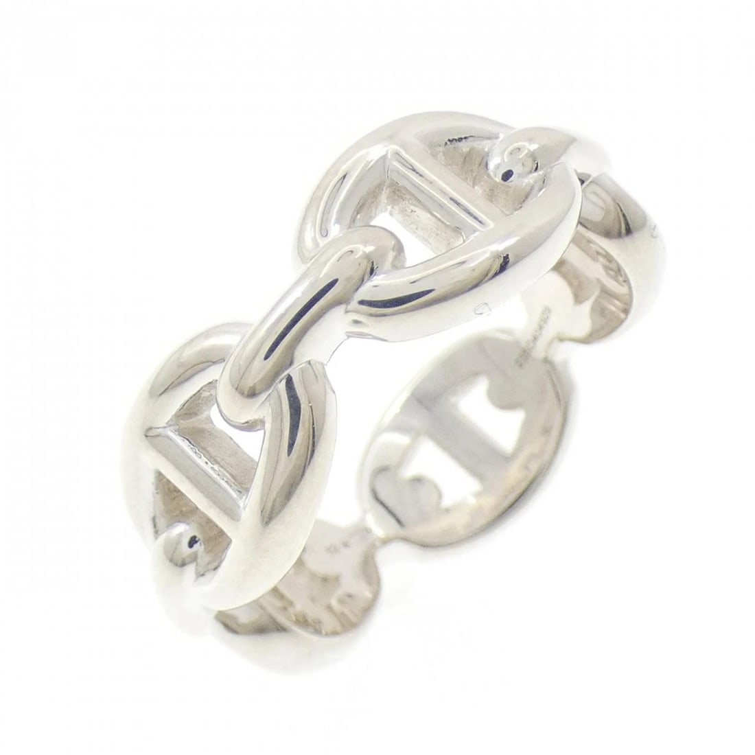 HERMES CHAINE D'ANCRE ENCHAINE RING: Hermes Chaine d'Ancre Enchaine Ring Brand: HERMES Type/Style: Ring Material: 925Silver, Color: Silver Size: US 6 1/4 Accessories: None Accessories Notice: When purchasing pre-owned goods, please