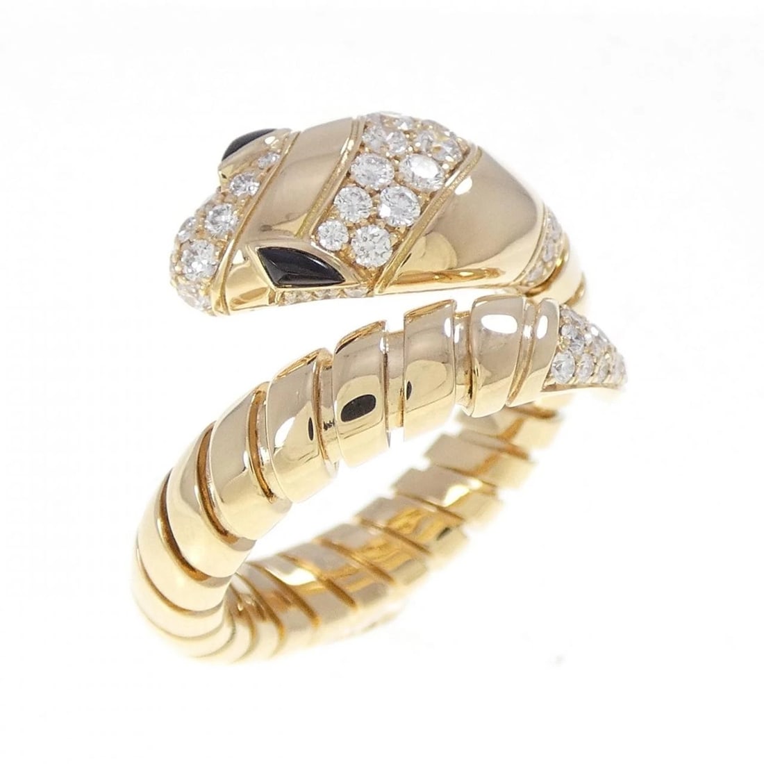 BVLGARI SERPENTI TUBOGAS RING: Bvlgari Serpenti Tubogas Ring Brand: BVLGARI Type/Style: Ring Material: 750 yellow gold, Main Stone/Creation Onyx Secondary Stone Natural Color: yellow gold Size: Accessories: None Accessories