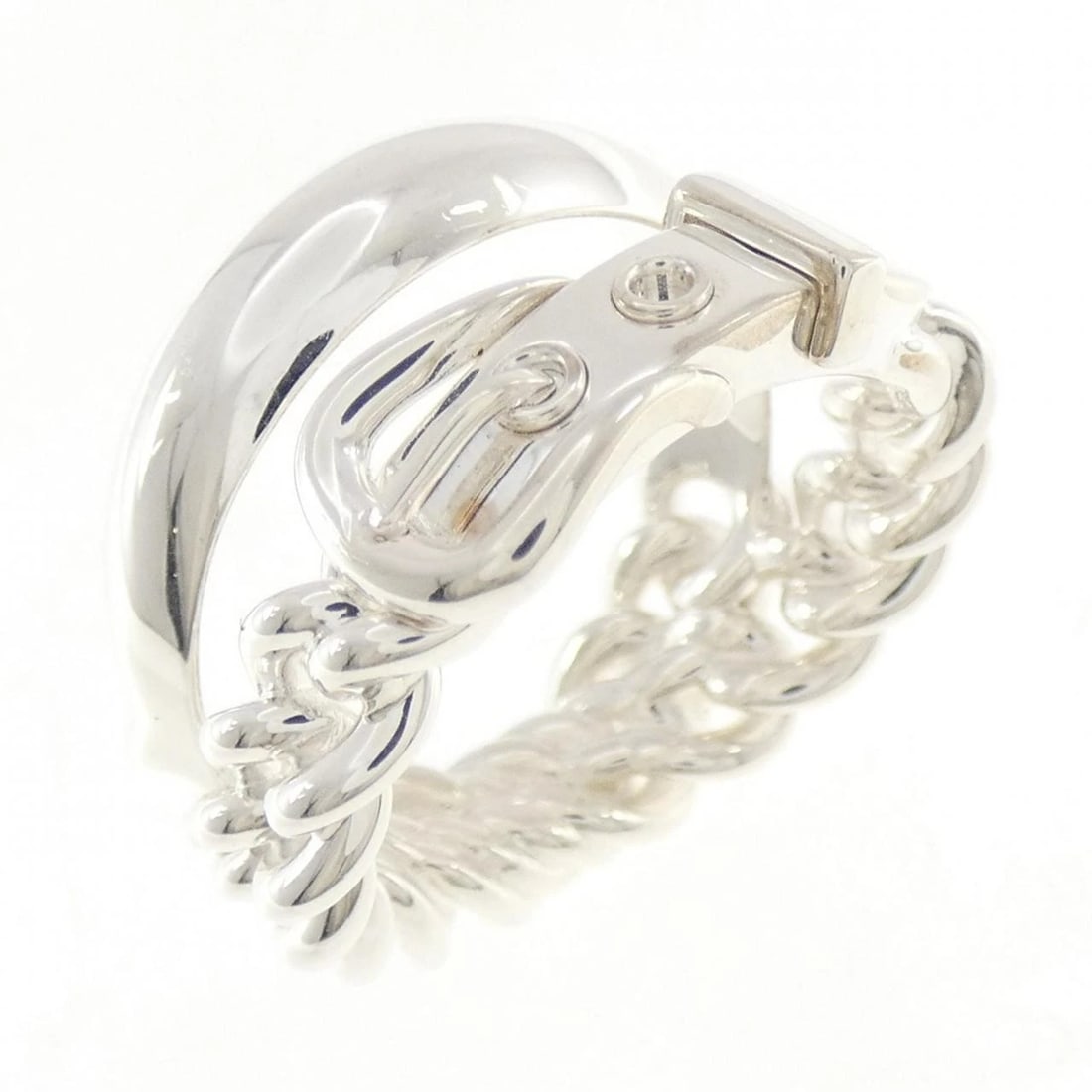 HERMES BOUCLES SELLIER INFLEXIBLE RING: Hermes Boucles Sellier Inflexible Ring Brand: HERMES Type/Style: Ring Material: 925Silver, Color: Silver Size: US 8 Accessories: None Accessories Notice: When purchasing pre-owned goods, p