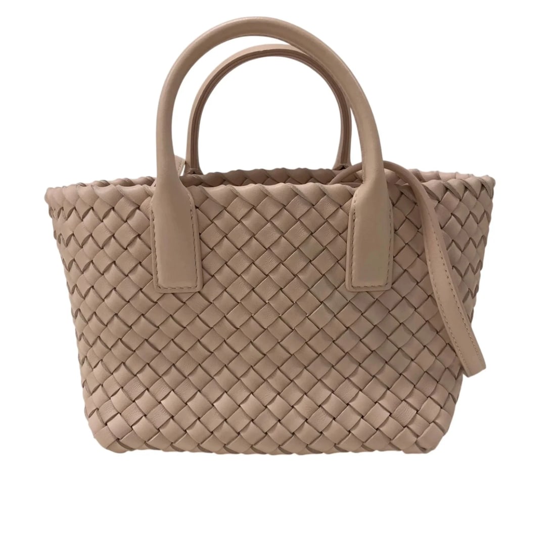 BOTTEGA VENETA MINI CABAT PINK LAMBSKIN: Bottega Veneta Mini Cabat Pink Lambskin Brand: BOTTEGA VENETA Type/Style: Handbag Material: Lamb Leather Color: pink Size: W: 18-28cm / H: 15cm / D: 13cm Accessories: None Accessories Noti