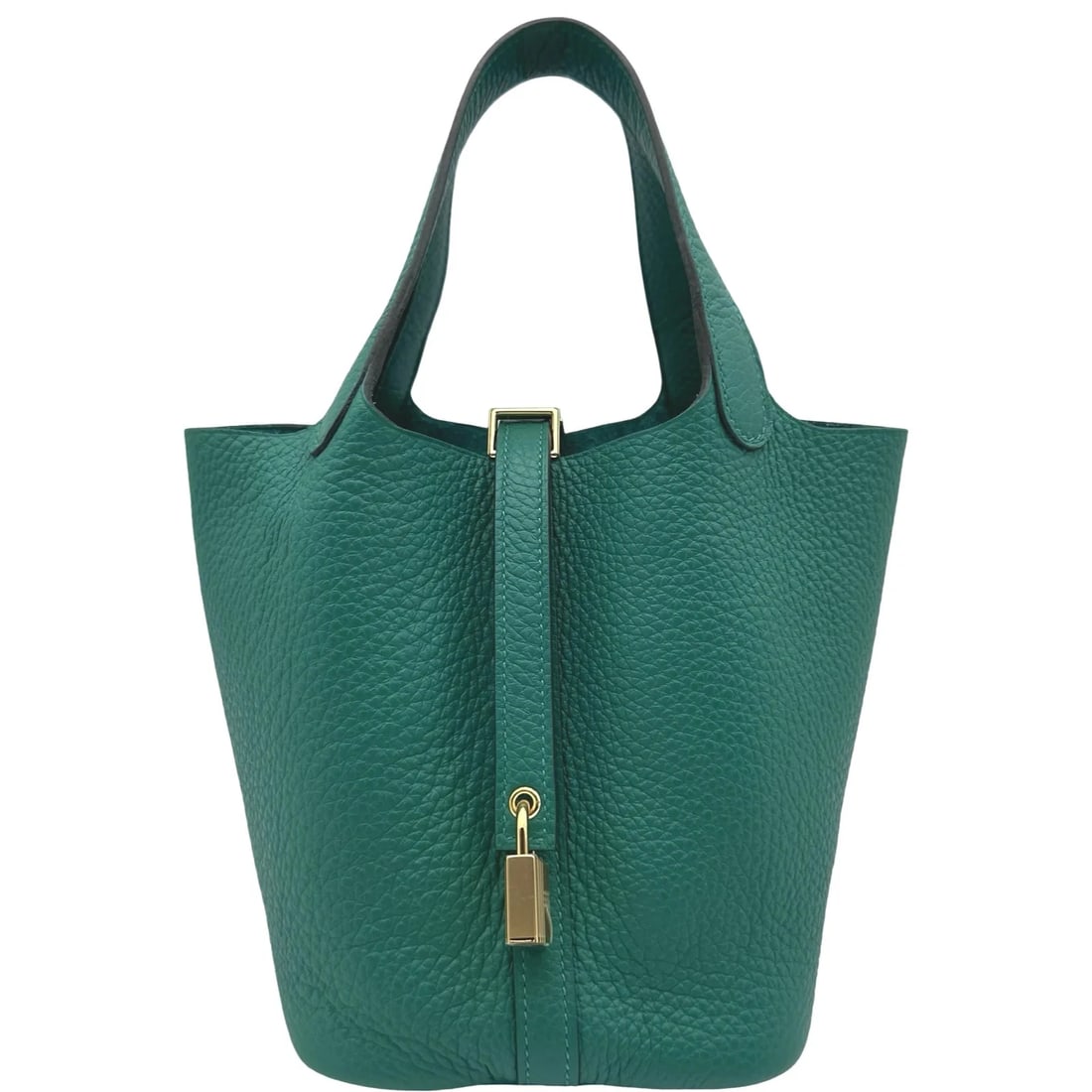 HERMES PICOTIN LOCK PM VERT VERTIGO GHW TAURILLON: HERMES Picotin Lock PM Vert Vertigo GHW Taurillon Brand: HERMES Type/Style: Handbag Material: Taurillon Color: Vertigo / GD Hardware Size: W: 18cm / H: 18cm / D: 13cm Accessories: None Accessories