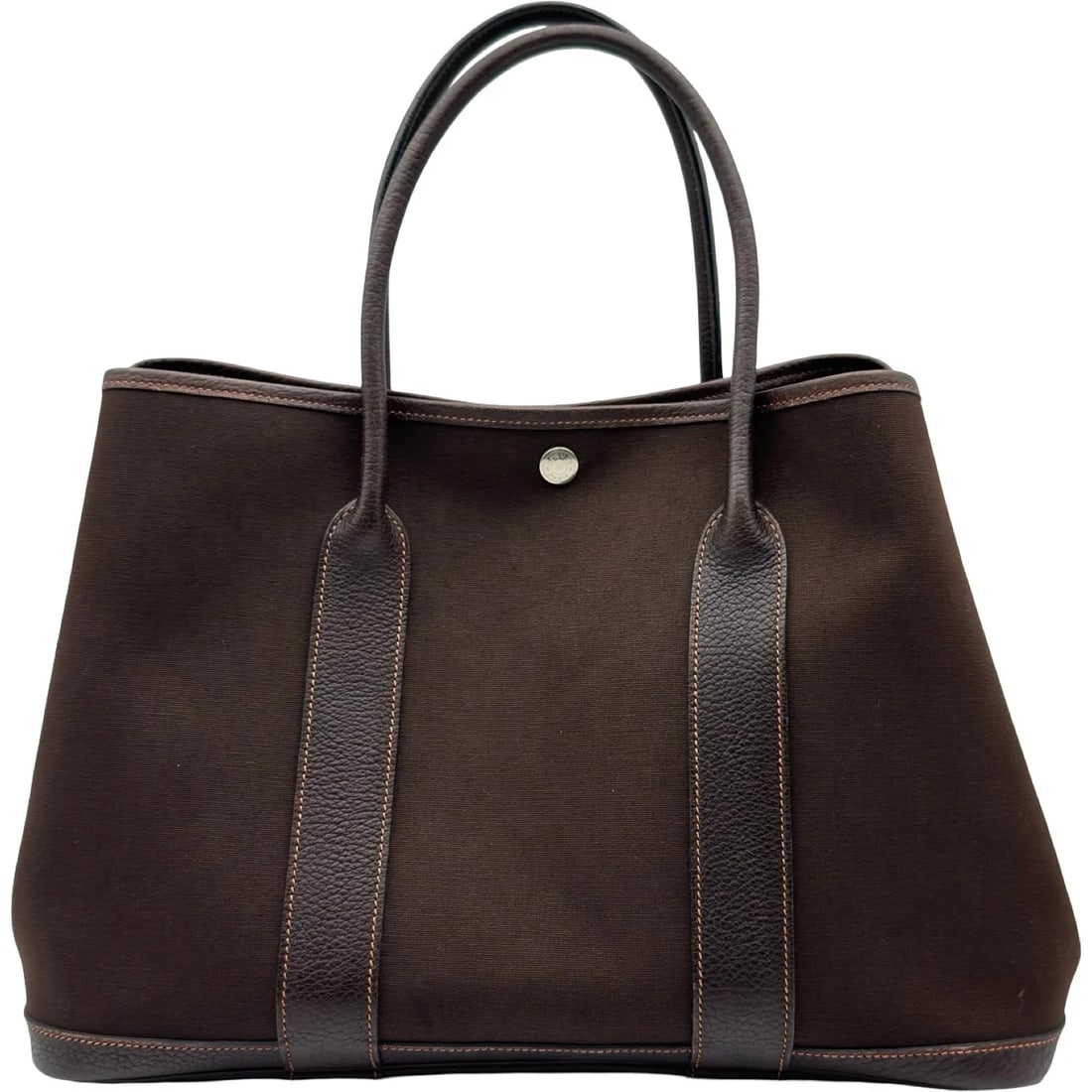 HERMES GARDEN PARTY PM BROWN TOILE/BUFFLE: HERMES Garden Party PM Brown Toile/Buffle Brand: HERMES Type/Style: Handbag Material: Toile/Buffalo Color: brown Size: W: 36cm / H: 25.5cm / D: 17cm Accessories: None Accessories Notice: When