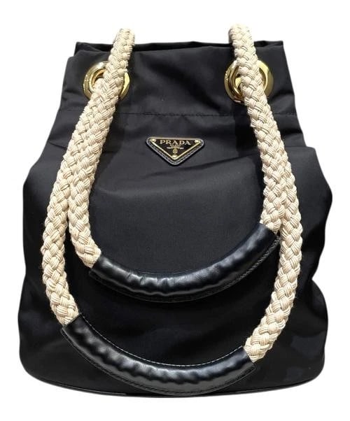 PRADA PRADA MARINER SMALL RE-NYLON BUCKET BAG: PRADA Prada Mariner Small Re-Nylon Bucket Bag Brand: PRADA Type/Style: Handbag Material: Recycled Polyamide Color: Black X Beige Size: H:28.0cm / W:23.5cm / D:16.5cm Accessories: None Acce