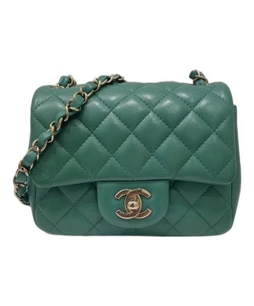 CHANEL CHAIN SHOULDER BAG: CHANEL Chain Shoulder Bag Brand: CHANEL Type/Style: Handbag Material: Matelass Color: Green Size: H:12cm / W:16cm / D:7cm Accessories: None Accessories Notice: When purchasing pre-owned g