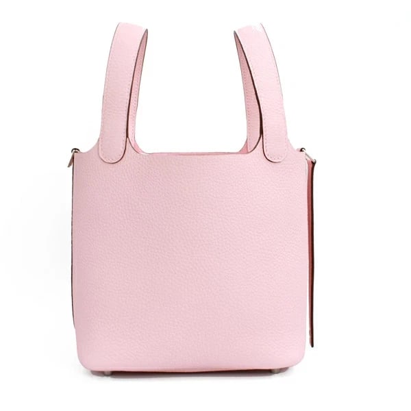 HERMES PICOTIN LOCK PM CLEMENCE LEATHER ROSE: Hermes Picotin Lock PM Clemence Leather Rose Brand: Hermes Type/Style: Handbag Material: Taurillon Clemence Color: Pink Size: W:18cm ? H:18.5cm ? D:13cm Accessories: None Accessories Notice: When