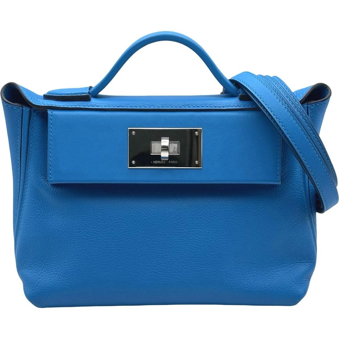 HERMES QUATRE MINI Z STAMP BLUE FRIDA: HERMES Quatre Mini Z Stamp Blue Frida Brand: HERMES Type/Style: Handbag Material: Evercolor/Swift Color: Bluefrida / SV Hardware Size: W: 21cm / H: 16cm / D: 11cm Accessories: None Accesso