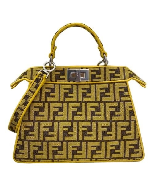 FENDI PEEKABOO SMALL: FENDI Peekaboo Small Brand: FENDI Type/Style: Handbag Material: Jacquard Color: Yellow Size: H:20.5cm / W:27.5cm / D:12cm Accessories: None Accessories Notice: When purchasing pre-owned goods, please