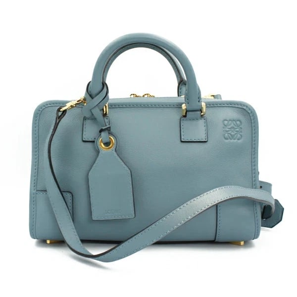 LOEWE AMAZONA23 STONE BLUE: Loewe Amazona23 Stone Blue Brand: Loewe Type/Style: Handbag Material: Calf Leather Color: Blue Size: W: 23.5cm ? H: 15cm ? D: 9cm Accessories: None Accessories Notice: When purchasing pre-owned