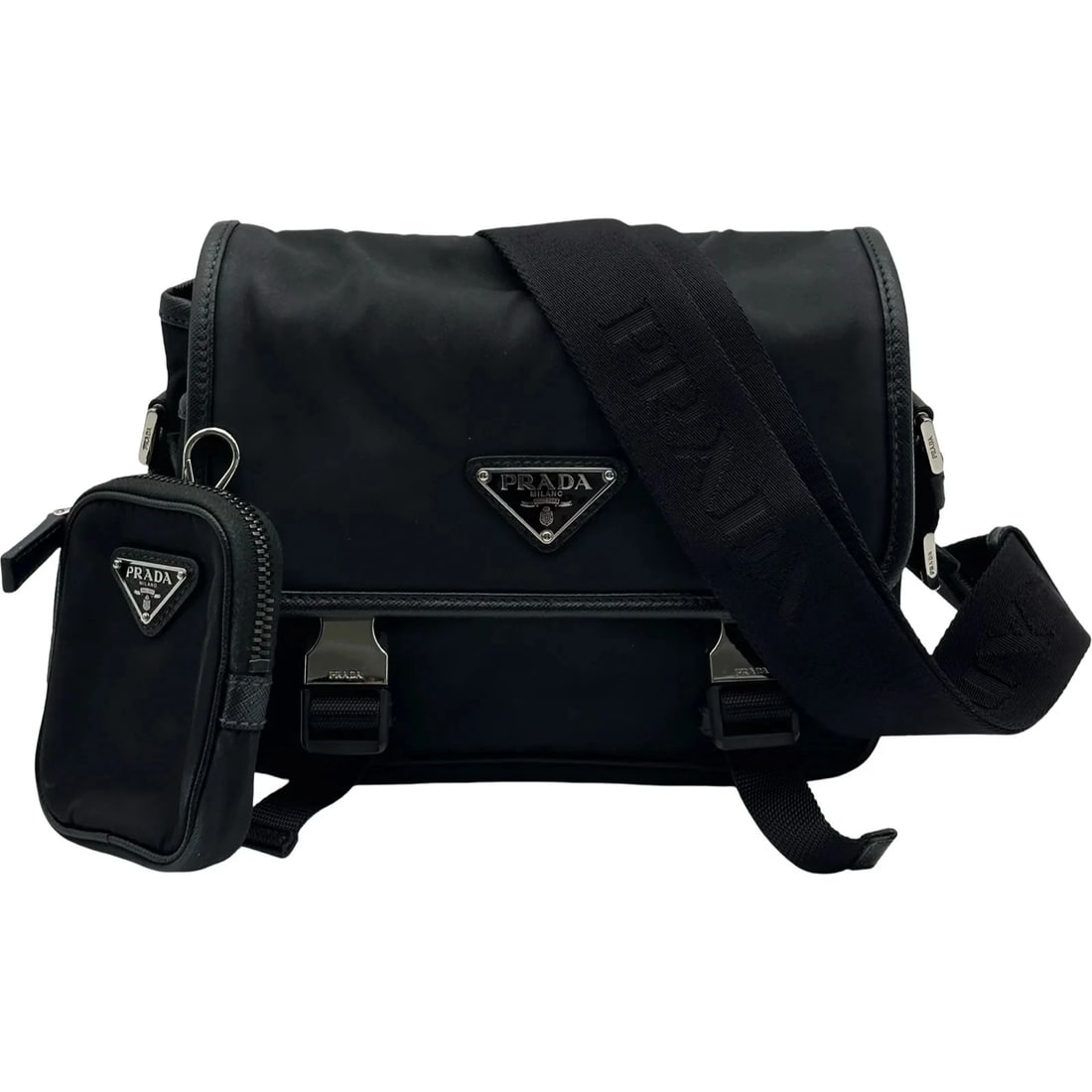 PRADA RE-NYLON SHOULDER BAG NYLON/SAFFIANO SHOULDER BAG: PRADA Re-Nylon Shoulder Bag Nylon/Saffiano Shoulder Bag Brand: PRADA Type/Style: Handbag Material: Nylon/Saffiano Color: black Size: W: 20.5cm / H: 17cm / D: 5.5cm Accessories: None Accessories