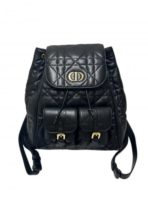 CHRISTIAN DIOR CARO BACKPACK MEDIUM: Christian Dior Caro Backpack Medium Brand: Christian Dior Type/Style: Handbag Material: Lambskin Color: Black Size: H:26.5cm / W:23.0cm / D:12.5cm Accessories: None Accessories Notice: Whe