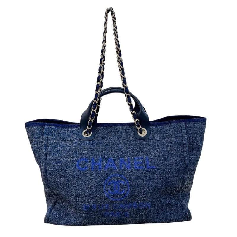 CHANEL DEAUVILLE SHOPPING BAG NAVY: CHANEL Deauville Shopping Bag Navy Brand: CHANEL Type/Style: Handbag Material: Mixed Fiber Color: Navy Size: W: 38cm / H: 29cm / D: 19cm Accessories: None Accessories Notice: When purchasi