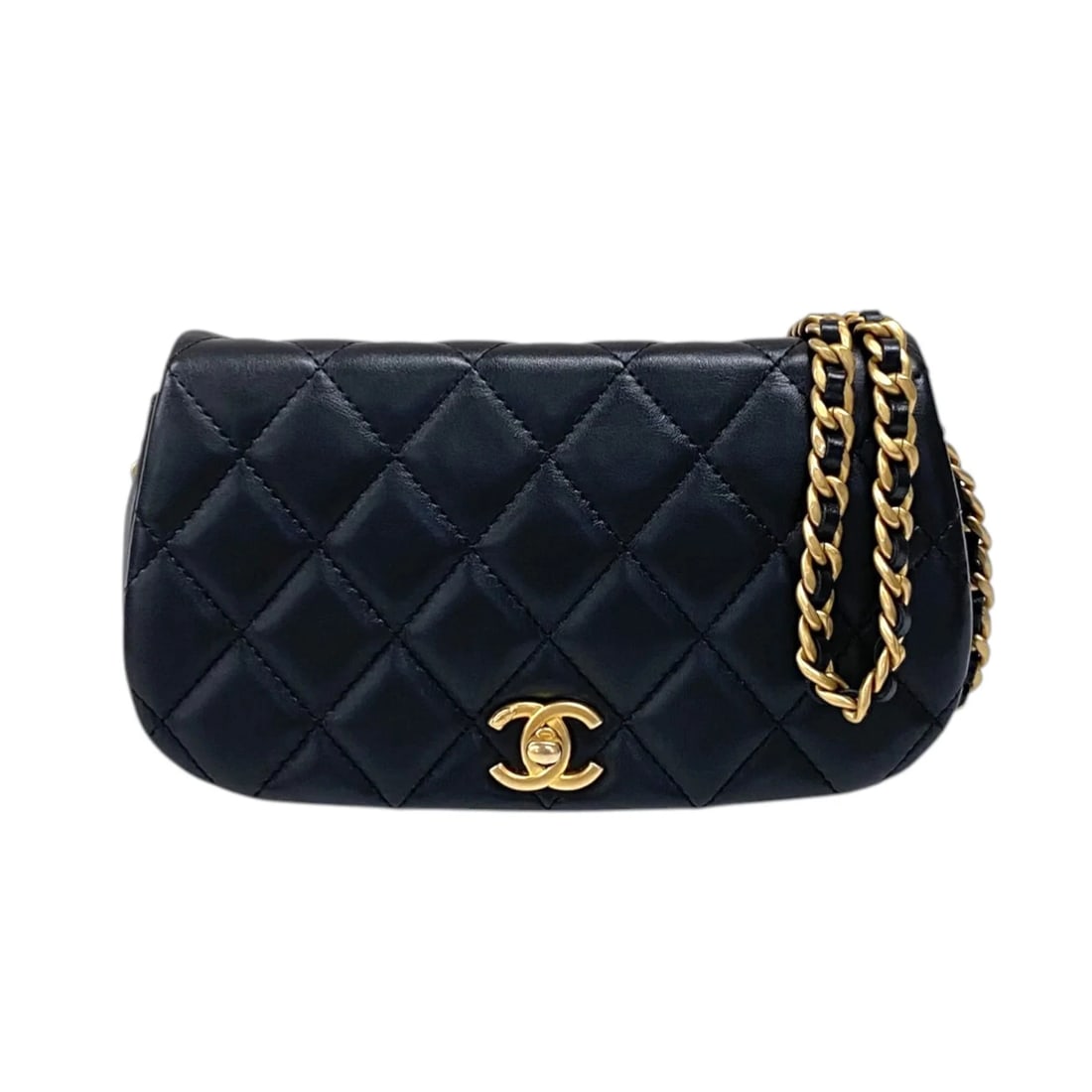 CHANEL MATELASSE CHAIN CLUTCH BAG LAMBSKIN SHOULDER BAG: CHANEL Matelasse Chain Clutch Bag Lambskin Shoulder Bag Brand: CHANEL Type/Style: Handbag Material: Lambskin Color: Black / GD Hardware Size: W: 18cm / H: 10cm / D: 4.5cm Accessories: None