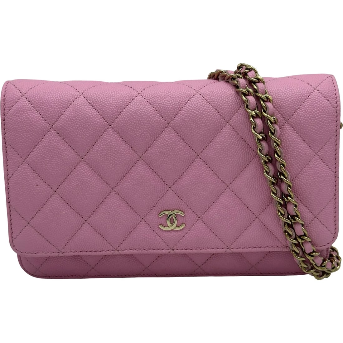 CHANEL MATELASSE CHAIN WALLET PINK GHW CAVIAR SHOULDER BAG: CHANEL Matelasse Chain Wallet Pink GHW Caviar Shoulder Bag Brand: CHANEL Type/Style: Handbag Material: Caviar Color: Pink / GD Hardware Size: W: 19.5cm / H: 12.5cm / D: 4cm Accessories: None <