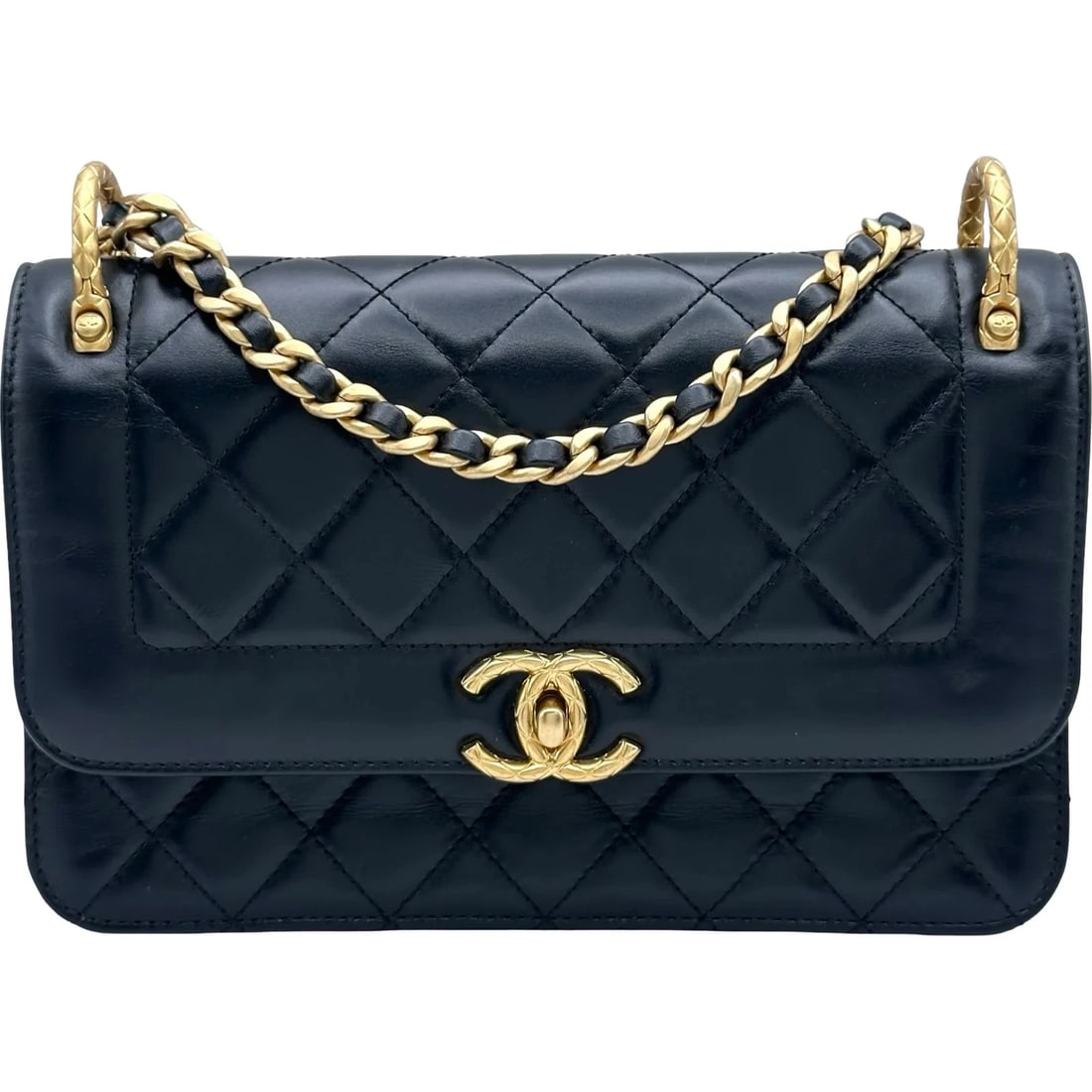 CHANEL MATELASS SMALL FLAP BAG CALFSKIN SHOULDER BAG: CHANEL Matelass Small Flap Bag Calfskin Shoulder Bag Brand: CHANEL Type/Style: Handbag Material: Calfskin Color: Black / GD Hardware Size: W: 20cm / H: 14cm / D: 7cm Accessories: None Acc