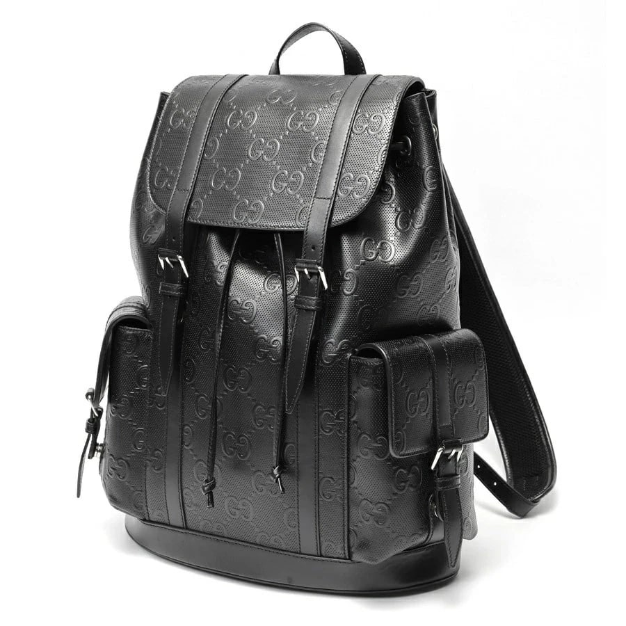 GUCCI EMBOSSED GG LARGE BACKPACK BLACK (1 of 5)
