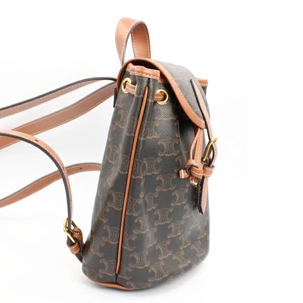 CELINE TRIOMPHE FALCO LEATHER TAN BACKPACK - 2