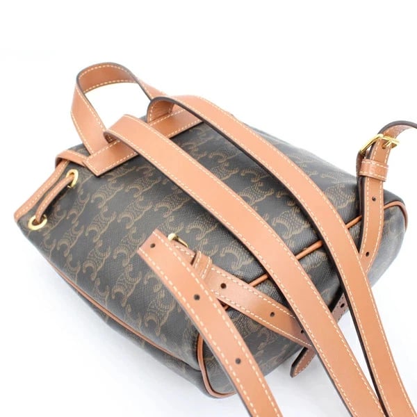 CELINE TRIOMPHE FALCO LEATHER TAN BACKPACK - 4